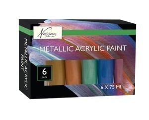 Akrylové metalické barvy- sada, 6 x75 ml