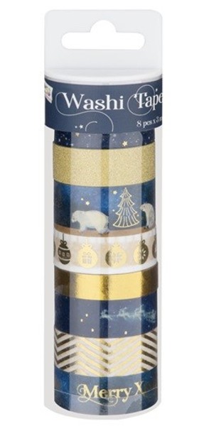 Dekorační lepicí páska - Washi pásky vánoční 8ks x
