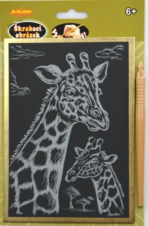 Škrabací obrázek - zlatý A5 - žirafa