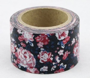 Dekorační lepicí páska - WASHI pásky-1ks růže v če