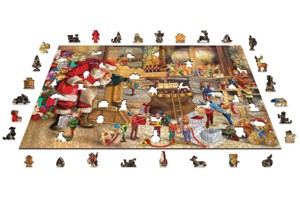 Dřevěné puzzle - Santa v práci L 505 dílků