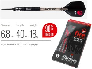 Šipky Harrows soft FIRE - C 90% premium 18g
