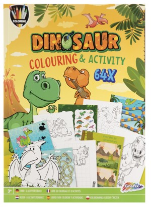 Kniha s omalovánkami a aktivitami Dino A4, 64 list