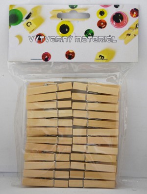 Kolíčky dřevěné přírodní - 48 ks, 46 x 70 mm