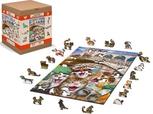 Dřevěné Puzzle Kočky v Benátkách L 37,5x25,4 cm