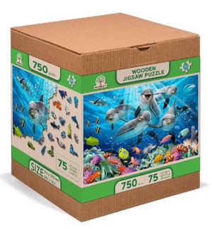 Dřevěné puzzle Šťastní delfíni XL,750 dílků
