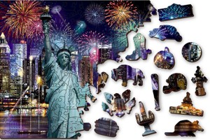 Dřevěné puzzle - New York v noci XL1010 dílků